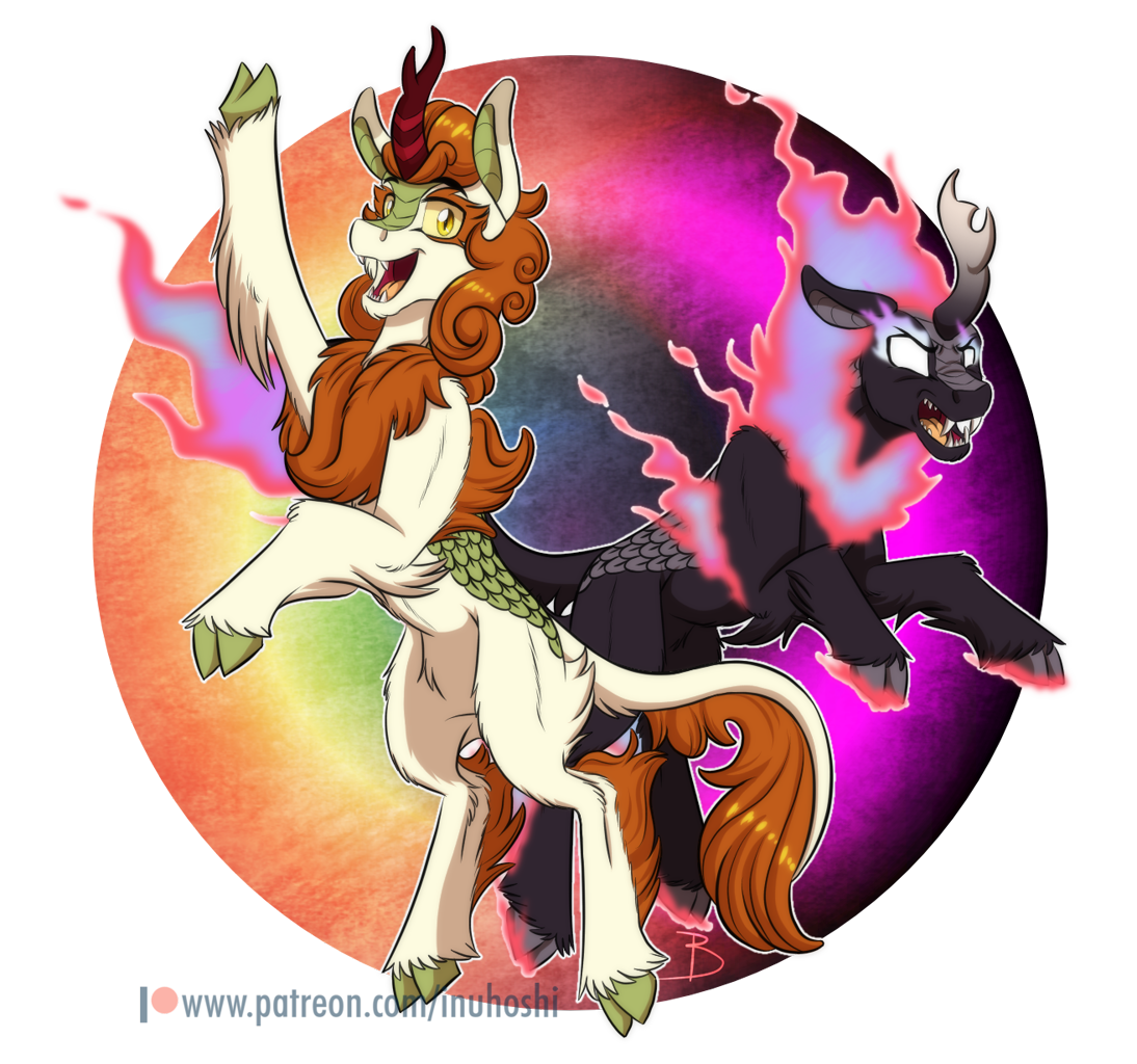 Kirin Rearing #3511559 - safe, artist:inuhoshi-to-darkpen, autumn blaze, kirin, nirik ...