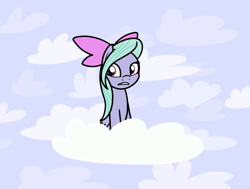 Size: 2048x1550 | Tagged: safe, artist:ewoudcponies, flitter, pegasus, pony, g4, cloud, female, frown, looking offscreen, mare, on a cloud, outdoors, sitting, sitting on a cloud, sky background, solo