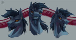 Size: 3448x1837 | Tagged: safe, artist:hilloty, oc, oc only, bat pony, pony, beard, bust, facial hair, portrait