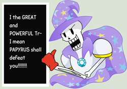 Size: 2660x1872 | Tagged: safe, artist:csox, trixie, pony, unicorn, g4, bone, cape, clothes, cosplay, costume, female, hat, mare, papyrus (undertale), skeleton, solo, the great and powerful papyrus, trixie's cape, trixie's hat, undertale