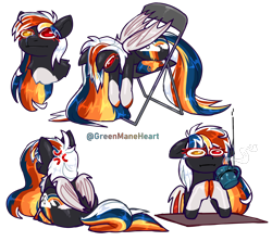 Size: 2756x2451 | Tagged: safe, artist:greenmaneheart, oc, oc:primary shift, bat pony, pony, :i, chair, female, heterochromia, i mean i see, mare, solo