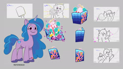 Size: 2048x1152 | Tagged: safe, lil critter workshop, destiny (g5), izzy moonbow, pony, seapony (g4), unicorn, enchantment under the sea, g5, my little pony: tell your tale, official, spoiler:g5, spoiler:my little pony: tell your tale, spoiler:tyts02e28, animatic, card, concept art, coral, duo, female, hat, horn, mare, party hat, seashell, smiling, solo