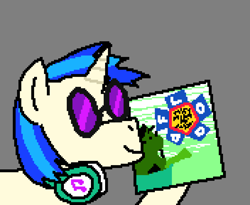 Size: 1760x1440 | Tagged: safe, artist:44nifty, dj pon-3, vinyl scratch, pony, unicorn, g4, album cover, blue mane, flood, headphones, horn, record, solo, they might be giants, white coat