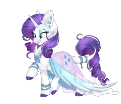 Size: 3500x3000 | Tagged: safe, artist:pvrii, rarity, classical unicorn, pony, unicorn, g4, clothes, cloven hooves, dress, female, fluffy, horn, leonine tail, mare, see-through, simple background, solo, tail, transparent background, unshorn fetlocks