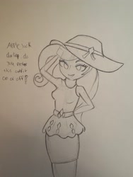 Size: 3024x4032 | Tagged: safe, artist:just_a_nerd, applejack, rarity, equestria girls, g4, dialogue, female, lesbian, pencil drawing, ship:rarijack, shipping, traditional art