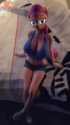 Size: 2160x3840 | Tagged: safe, artist:marianokun, sunny starscout, anthro, g5, 3d, bed, blender, blender cycles, clothes, looking at you, looking up