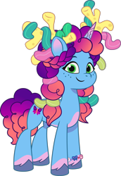 Size: 2622x3822 | Tagged: safe, misty brightdawn, pony, unicorn, enchantment under the sea, g5, my little pony: tell your tale, official, spoiler:g5, spoiler:my little pony: tell your tale, spoiler:tyts02e28, .ai available, .svg available, alternate hairstyle, bracelet, braid, concave belly, coral, female, friendship bracelet, horn, jewelry, mare, rebirth misty, simple background, smiling, solo, svg, transparent background, unshorn fetlocks, vector