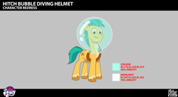 Size: 2873x1565 | Tagged: safe, lil critter workshop, hitch trailblazer, earth pony, pony, enchantment under the sea, g5, my little pony: tell your tale, official, spoiler:g5, spoiler:my little pony: tell your tale, spoiler:tyts02e28, .psd available, behind the scenes, bubble, concept art, male, my little pony logo, sheriff's badge, smiling, solo, stallion, unshorn fetlocks