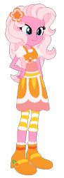 Size: 205x565 | Tagged: safe, artist:selenaede, artist:user15432, pinkie pie (g3), human, equestria girls, g3, g3.5, g4, base used, boots, clothes, crossover, dress, equestria girls style, equestria girls-ified, flower, flower in hair, g3 to equestria girls, g3 to g4, g3.5 to g4, generation leap, hairpin, hand on hip, janyse jaud, orange blossom (strawberry shortcake), orange dress, shoes, simple background, smiling, socks, solo, strawberry shortcake, strawberry shortcake's berry bitty adventures, thigh highs, transparent background, voice actor joke