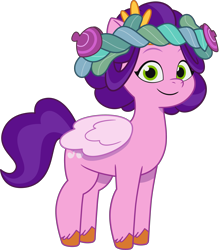 Size: 2811x3210 | Tagged: safe, pipp petals, pegasus, pony, enchantment under the sea, g5, my little pony: tell your tale, official, spoiler:g5, spoiler:my little pony: tell your tale, spoiler:tyts02e28, .ai available, .svg available, alternate hairstyle, diadem, female, folded wings, jewelry, mare, regalia, simple background, smiling, solo, svg, transparent background, unshorn fetlocks, vector, wings