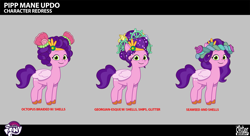 Size: 2873x1565 | Tagged: safe, lil critter workshop, pipp petals, pegasus, pony, enchantment under the sea, g5, my little pony: tell your tale, official, spoiler:g5, spoiler:my little pony: tell your tale, spoiler:tyts02e28, .psd available, alternate hairstyle, behind the scenes, concept art, diadem, female, folded wings, headband, jewelry, mare, my little pony logo, regalia, royalty, seashell, ship wheel, smiling, solo, unshorn fetlocks, wings