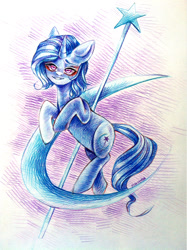 Size: 953x1276 | Tagged: safe, artist:maritimelightningp, trixie, pony, g4, leonine tail, solo, tail