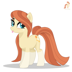 Size: 1479x1479 | Tagged: safe, artist:r4hucksake, oc, oc:frazzle, earth pony, pony, blushing, coat markings, cute, eyeshadow, female, freckles, makeup, mare, ocbetes, simple background, socks (coat markings), solo, tongue out, transparent background