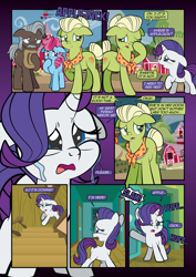 Size: 1920x2715 | Tagged: safe, artist:alexdti, burnt oak, cup cake, granny smith, rarity, earth pony, pony, unicorn, comic:how we met, g4, chiffon swirl, crying, female, filly, filly rarity, horn, implied applejack, wrong eye color, young granny smith, younger