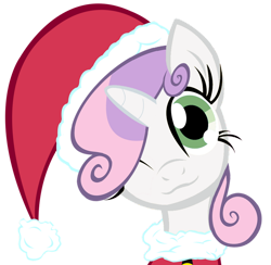 Size: 900x878 | Tagged: safe, artist:asax0, artist:themightysqueegee, sweetie belle, pony, unicorn, g4, 2012, :3, ;3, bust, christmas, clothes, costume, female, hat, holiday, horn, looking at you, one eye closed, portrait, santa costume, santa hat, simple background, solo, transparent background, wink, winking at you