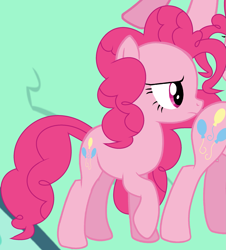 Size: 2009x2221 | Tagged: safe, artist:auroras-bases, artist:pinkiepartypiepiety, pinkie pie, earth pony, pony, g4, alternate eye color, base used, clone, female, inconsistent line weight, magenta eyes, mare, raised hoof, solo, standing