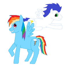 Size: 551x530 | Tagged: safe, artist:kaged-wolf, rainbow dash, soarin', pegasus, pony, g4, duo, duo male and female, female, male, mare, ship:soarindash, shipping, stallion, straight