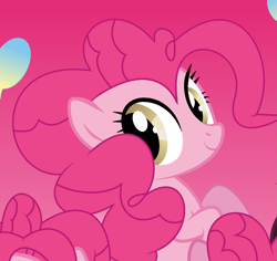 Size: 1297x1223 | Tagged: safe, artist:pinkiepartypiepiety, pinkie pie, earth pony, pony, g4, alternate eye color, base artist needed, base used, brown eyes, clone, female, gradient background, inconsistent line weight, light brown eyes, mare, pinkie clone, solo