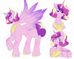 Size: 2048x1639 | Tagged: safe, artist:mikkybun, princess cadance, alicorn, pony, g4, male, prince bolero, raised hoof, rule 63, simple background, solo, spread wings, stallion, white background, wings