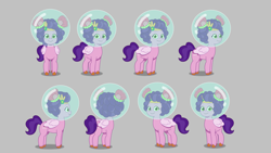 Size: 5760x3240 | Tagged: safe, pipp petals, pegasus, pony, enchantment under the sea, g5, my little pony: tell your tale, official, spoiler:g5, spoiler:my little pony: tell your tale, spoiler:tyts02e28, alternate hairstyle, bubble, diadem, female, folded wings, jewelry, mare, regalia, smiling, solo, toon boom, turnaround, unshorn fetlocks, wings