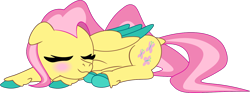 Size: 1296x480 | Tagged: safe, artist:prixy05, fluttershy, pegasus, pony, series:magic forest, g4, female, fluttershy (magic forest), mare, simple background, sleeping, solo, transparent background