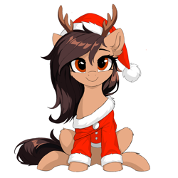 Size: 3330x3328 | Tagged: safe, artist:starshine, oc, oc only, oc:runkus dunkus, deer, reindeer, christmas, cute, holiday, looking at you, manechat, smiling