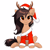 Size: 3330x3328 | Tagged: safe, artist:starshine, oc, oc only, oc:runkus dunkus, deer, reindeer, antlers, christmas, clothes, costume, cute, hat, holiday, looking at you, manechat, santa costume, santa hat, simple background, smiling, solo, white background