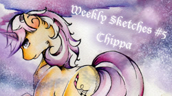 Size: 1026x576 | Tagged: safe, artist:madartistparadise, oc, oc only, pony, unicorn, 2016, female, glowing, glowing horn, horn, mare, solo, text, traditional art, unicorn oc, watercolor painting