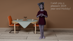 Size: 1920x1080 | Tagged: safe, artist:cicada bluemoon, oc, oc only, oc:cicada bluemoon, anthro, 3d, anthro oc, chair, clothes, cookie, femboy, food, looking at you, male, mug, render, room, table, text