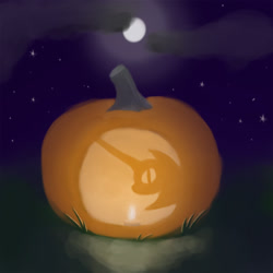 Size: 800x800 | Tagged: safe, artist:slamjam, nightmare moon, g4, cloud, dark clouds, drawthread, full moon, halloween, holiday, moon, night, nightmare night, no pony, pumpkin, silhouette