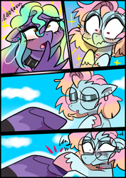 Size: 1240x1754 | Tagged: safe, artist:jully-park, oc, oc:charlotte parker, oc:ella evans, earth pony, pegasus, pony, comic:how i meet my chaotic friends(korean), comic, korean, outdoors