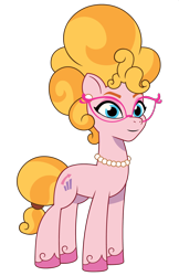 Size: 936x1444 | Tagged: safe, artist:prixy05, phyllis cloverleaf, earth pony, pony, g5, my little pony: tell your tale, female, glasses, jewelry, mare, necklace, pearl necklace, simple background, solo, transparent background, vector