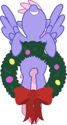 Size: 4708x8779 | Tagged: safe, artist:firlin123, rainbowshine, pegasus, pony, a hearth's warming tail, g4, my little pony: friendship is magic, .svg available, absurd resolution, christmas wreath, female, flying, mare, simple background, smiling, spread wings, svg, transparent background, vector, wings, wreath