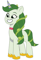 Size: 818x1187 | Tagged: safe, artist:prixy05, leaf pony, unicorn, g5, my little pony: tell your tale, commission, cute, grin, horn, leafbetes, leaves, leaves in hair, showing teeth, smiling