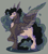 Size: 1959x2160 | Tagged: safe, artist:cactiflowers, oc, oc only, oc:toodlydoo, pegasus, pony, bald face, big ears, blaze (coat marking), butt, butt focus, chest fluff, coat markings, colored hooves, colored wings, colored wingtips, facial markings, facial scar, fetlock tuft, gray background, grin, hooves, male, neck fluff, pale belly, raised hoof, scar, shiny hooves, simple background, smiling, solo, spread wings, stallion, standing, two toned wings, wings