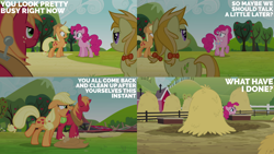 Size: 2000x1125 | Tagged: safe, edit, edited screencap, editor:quoterific, screencap, applejack, big macintosh, jonagold, marmalade jalapeno popette, pinkie pie, g4, my little pony: friendship is magic, too many pinkie pies, apple family member