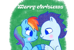 Size: 1115x762 | Tagged: safe, artist:starflowerpony, rainbow dash, soarin', pegasus, pony, g4, christmas, female, holiday, male, mare, ship:soarindash, shipping, stallion, straight