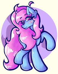 Size: 1271x1620 | Tagged: safe, artist:stupidcosplayer, oc, earth pony, blue, pink, simple background, yellow background