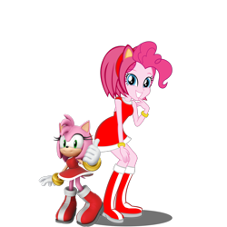 Size: 2048x2048 | Tagged: safe, artist:kalel156, pinkie pie, hedgehog, human, equestria girls, g4, amy rose, clothes, cosplay, costume, cute, diapinkes, female, simple background, sonic the hedgehog (series), transparent background