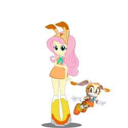 Size: 2048x2048 | Tagged: safe, artist:kalel156, fluttershy, human, rabbit, equestria girls, g4, animal, cream the rabbit, female, simple background, sonic the hedgehog (series), transparent background