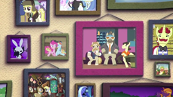 Size: 1280x720 | Tagged: safe, screencap, angel bunny, buzzard hooffield, colter sobchak, derpy hooves, doctor whooves, fancypants, flam, fleur-de-lis, jeff letrotski, joe pescolt, ma hooffield, march gustysnows, pinkie pie, princess luna, rainbow dash, steven magnet, theodore donald "donny" kerabatsos, time turner, pony, g4, hooffield family