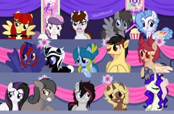 Size: 1280x840 | Tagged: safe, artist:6hellboy9, oc, oc only, oc:danzei animation jora, oc:kesha, oc:lychee, oc:sweetieck dreams, oc:tweek, earth pony, pegasus, pony, unicorn, g4, butt, colored hooves, cute, eyelashes, female, filly, flower, foal, hooves, horn, mare, not sweetie belle, orange eyes, outdoors, plot, smiling, tail, two toned mane, two toned tail, unicorn horn