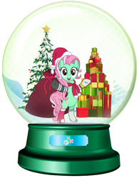 Size: 1700x2177 | Tagged: safe, artist:durpy, artist:jeatz-axl, artist:user15432, minty, earth pony, pony, g3, g4, christmas, christmas 2024, christmas presents, christmas star, christmas tree, clothes, g3 to g4, generation leap, hat, holiday, looking at you, open mouth, open smile, present, santa hat, santa sack, scarf, simple background, smiling, snow, snow globe, snowflake, socks, solo, transparent background, tree, winter