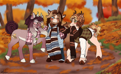 Size: 1280x783 | Tagged: safe, artist:malinraf1615, oc, oc only, pony, unicorn, antlers, clothes, female, glasses, horn, male, mare, scarf, stallion, sweater vest