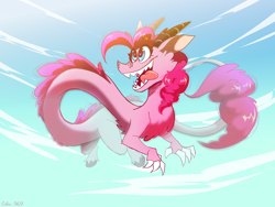 Size: 4000x3000 | Tagged: safe, artist:celes-969, pinkie pie, dragon, g4, dragonified, solo, species swap