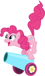 Size: 3000x5100 | Tagged: safe, artist:cloudy glow, pinkie pie, earth pony, pony, g4, female, mare, party cannon, simple background, solo, transparent background, vector