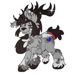 Size: 2000x2000 | Tagged: safe, artist:euspuche, oc, oc only, oc:ohasu, deer, reindeer, antlers, chest fluff, christmas, commission, cute, eye scar, facial scar, female, holiday, markings, one eye closed, reindeerified, scar, simple background, solo, species swap, tattoo, transparent background, unshorn fetlocks