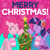 Size: 2160x2160 | Tagged: safe, artist:zslnews, pinkie pie, twilight sparkle, alicorn, earth pony, pony, g4, ^^, cape, christmas, christmas tree, clothes, duo, duo female, earmuffs, excited, eyes closed, female, heart shaped, holiday, merry christmas, open mouth, patterned background, scarf, striped scarf, tree, twilight sparkle (alicorn), winter outfit