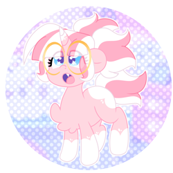 Size: 2000x2000 | Tagged: safe, artist:ladylullabystar, oc, oc:lady lullaby star, pony, unicorn, female, filly, foal, glasses, horn, solo, younger