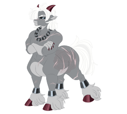 Size: 5100x4600 | Tagged: safe, artist:gigason, oc, oc:basalt, centaur, taur, absurd resolution, crossed arms, interspecies offspring, male, offspring, parent:lord tirek, parent:maud pie, simple background, solo, transparent background